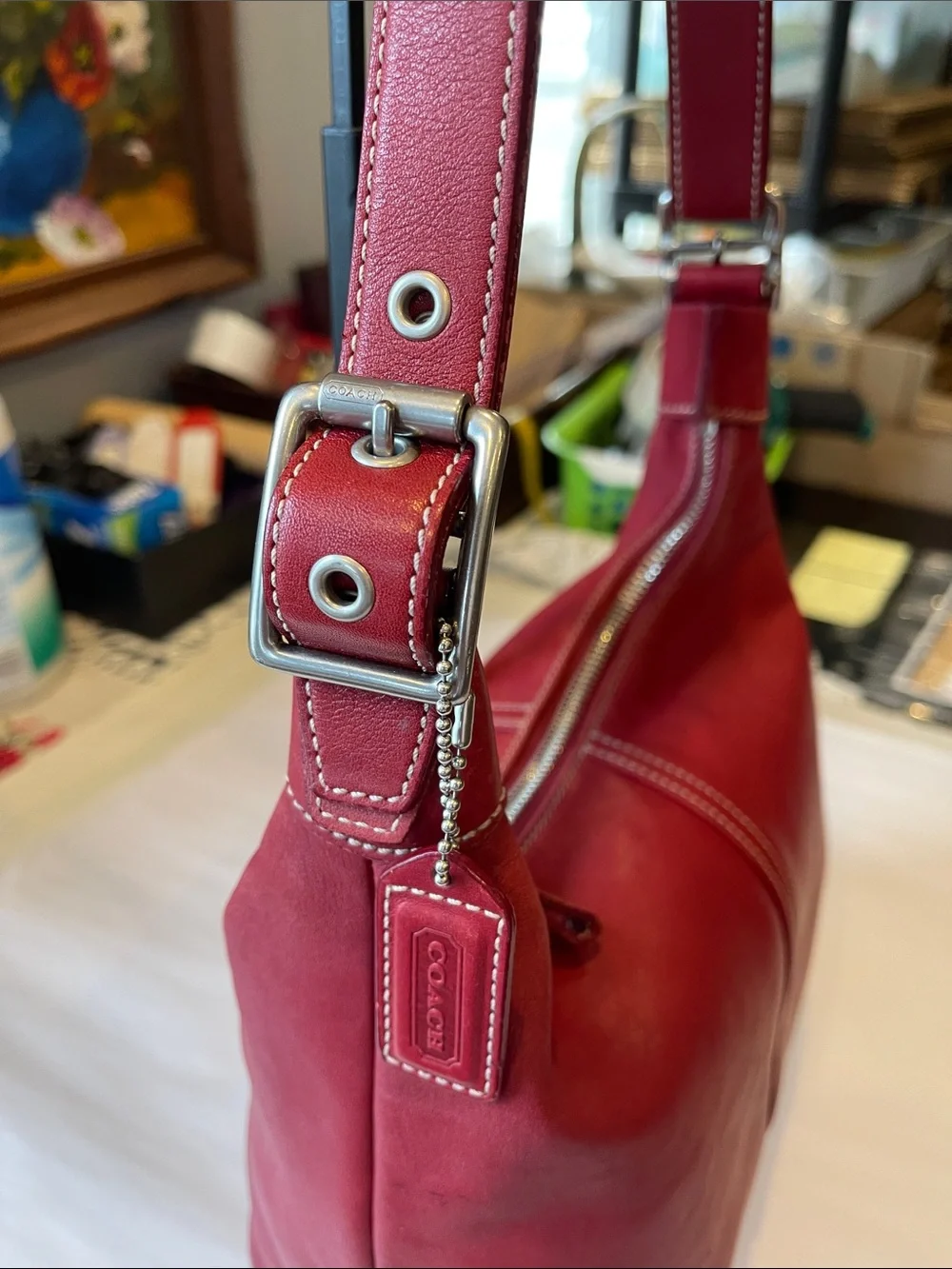 Coach Legacy Red Leather Hobo Shoulder Purse 9566 VTG